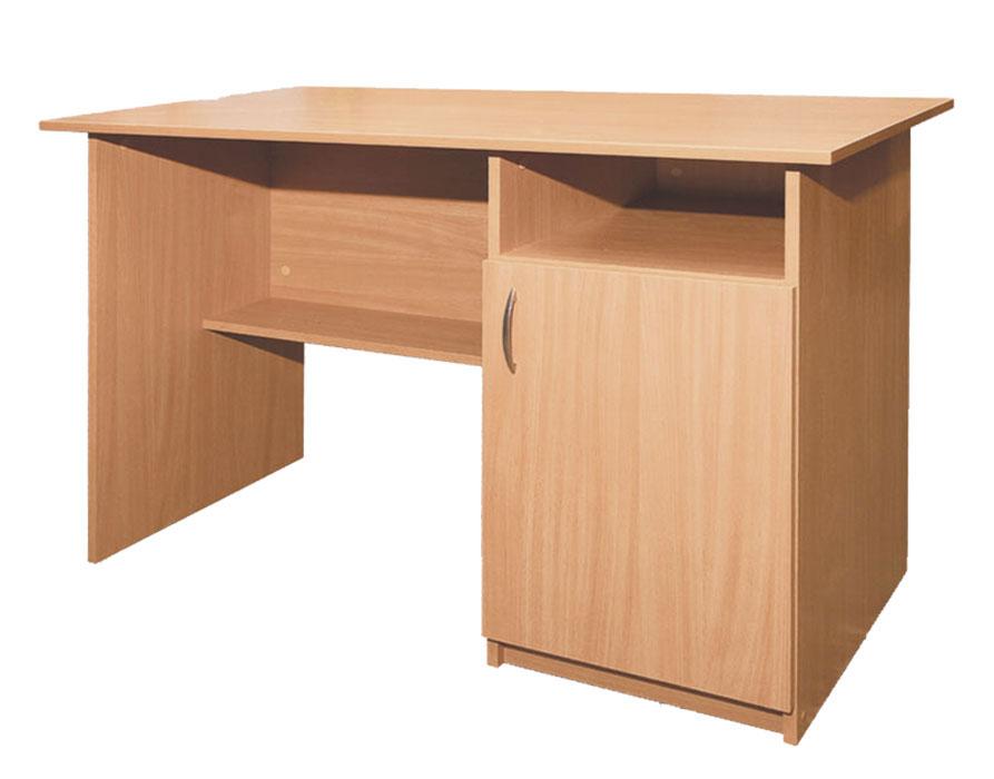 Письмовий стіл з полицею та 1-дверною тумбою праворуч, матеріал корпусу - ЛДСП, АЛМАНТ, 1200х600х750 мм.